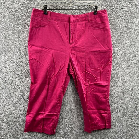 212 Collection Womens Crop Pants 16 Pink High Rise Zip Front Capris Stretch‎ - Picture 1 of 12